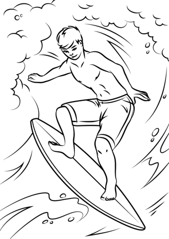 Cool Surfer Coloring Page